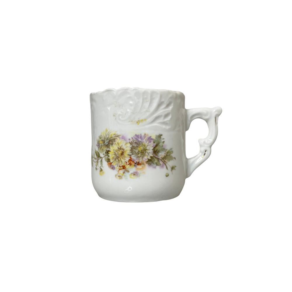 Vtg. Hand Painted Mug Dispenser 3.5" White With‎ Flowers